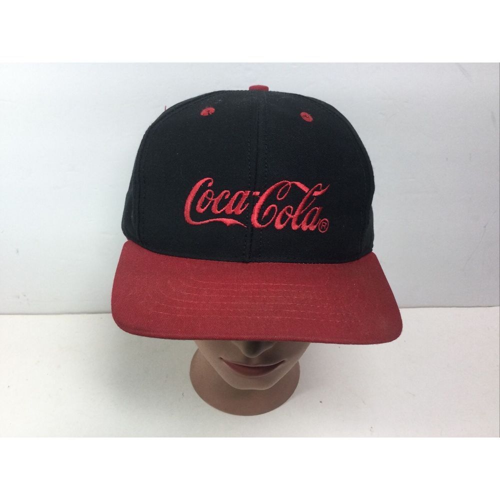 Vintage 90s Coca‎ Cola Employee Delivery Hat SnapBack Black Red Trucker Cap USA